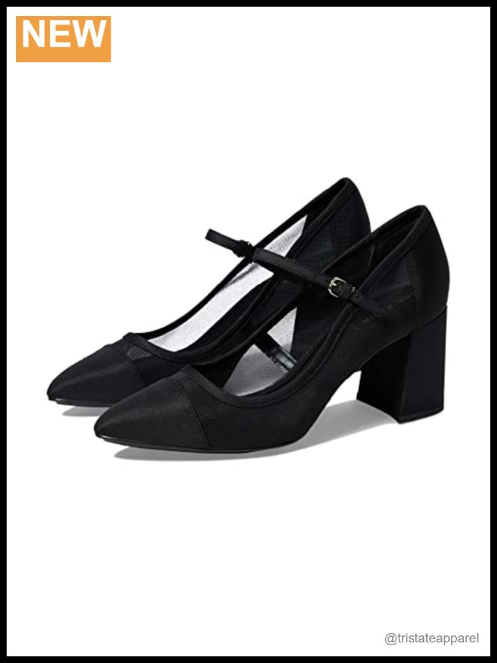Mesh Pointed Toe Slip-On Block Heel Pumps